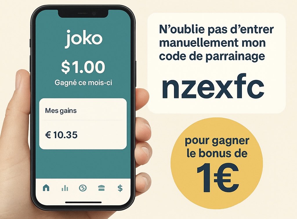 Code Parrainage Joko : utilisez le code parrainage Joko nzexfc pour gagner 1&nbsp;€
