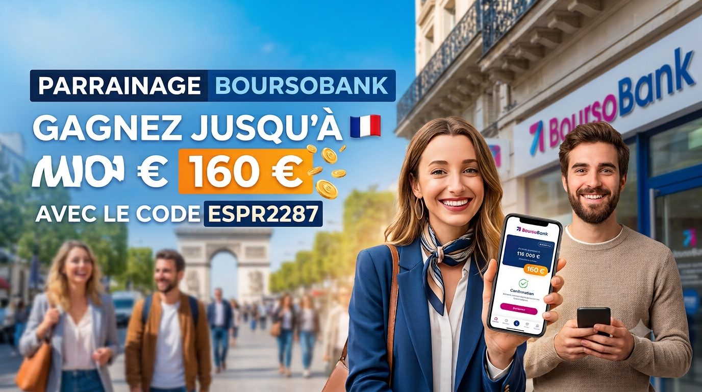 Parrainage BoursoBank : gagnez jusqu&rsquo;à 160 € avec le code ESPR2287