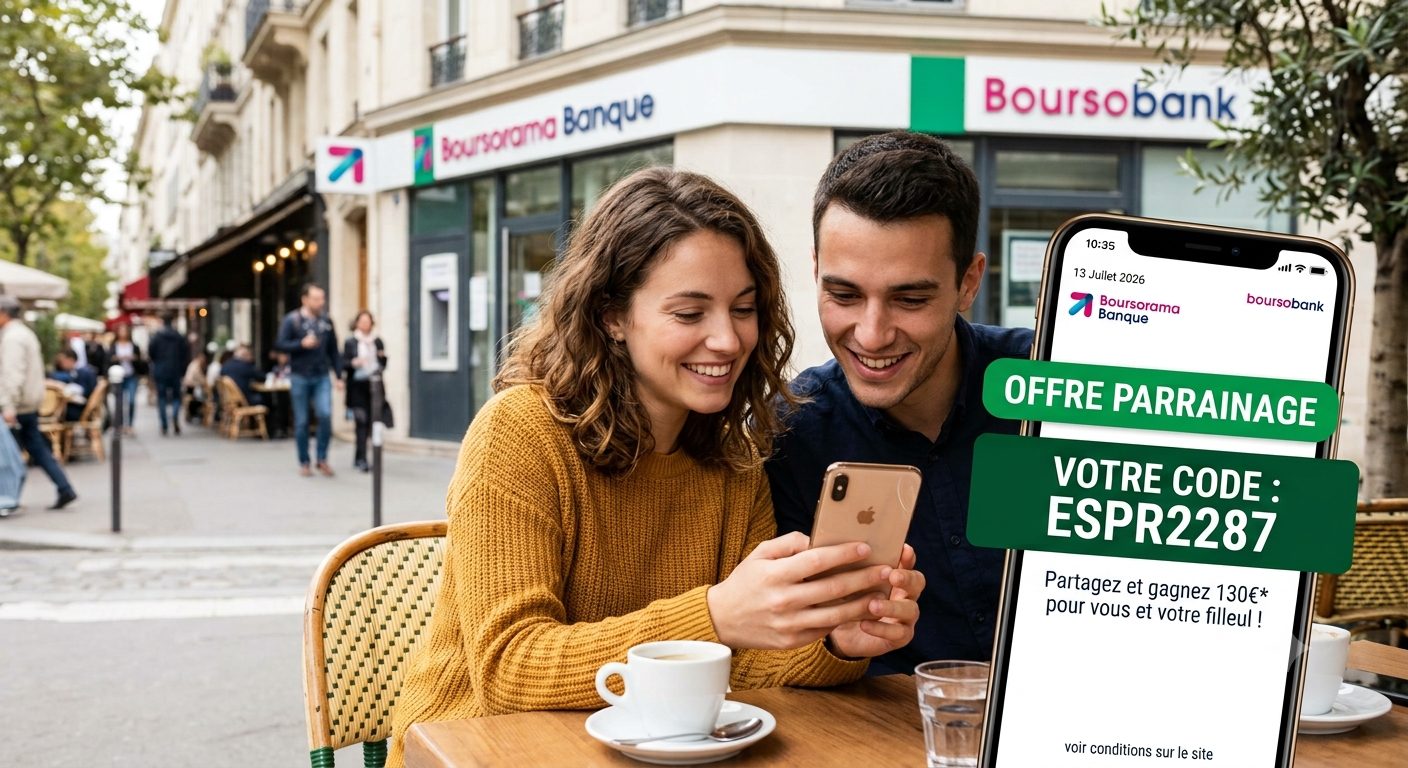 Boursorama parrainage offre en cours : jusqu’à 220 € avec le code ESPR2287